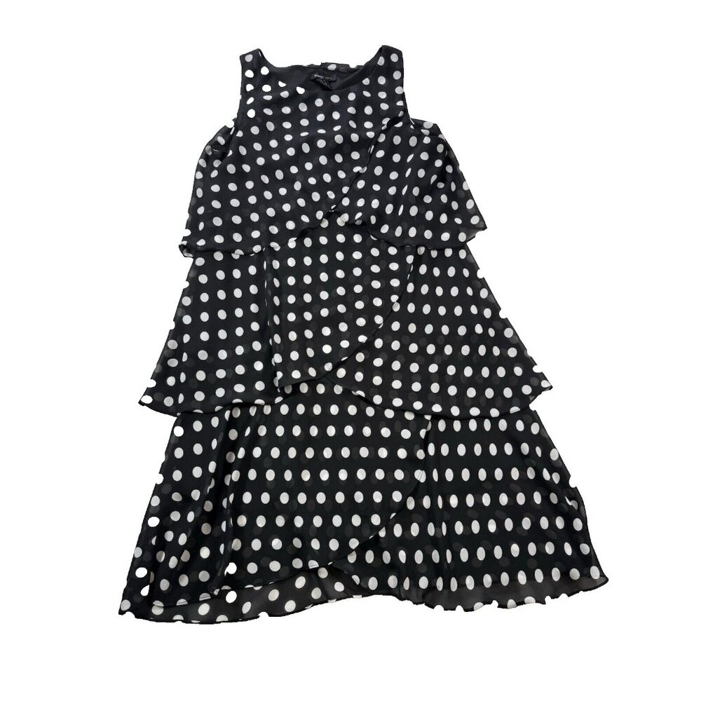 Robert Louis black and white polka dot layered dress size M